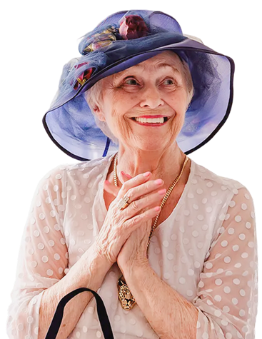 Hero Home Care caregiver fixing a hat for the client