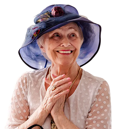 Hero Home Care caregiver fixing a hat for the client