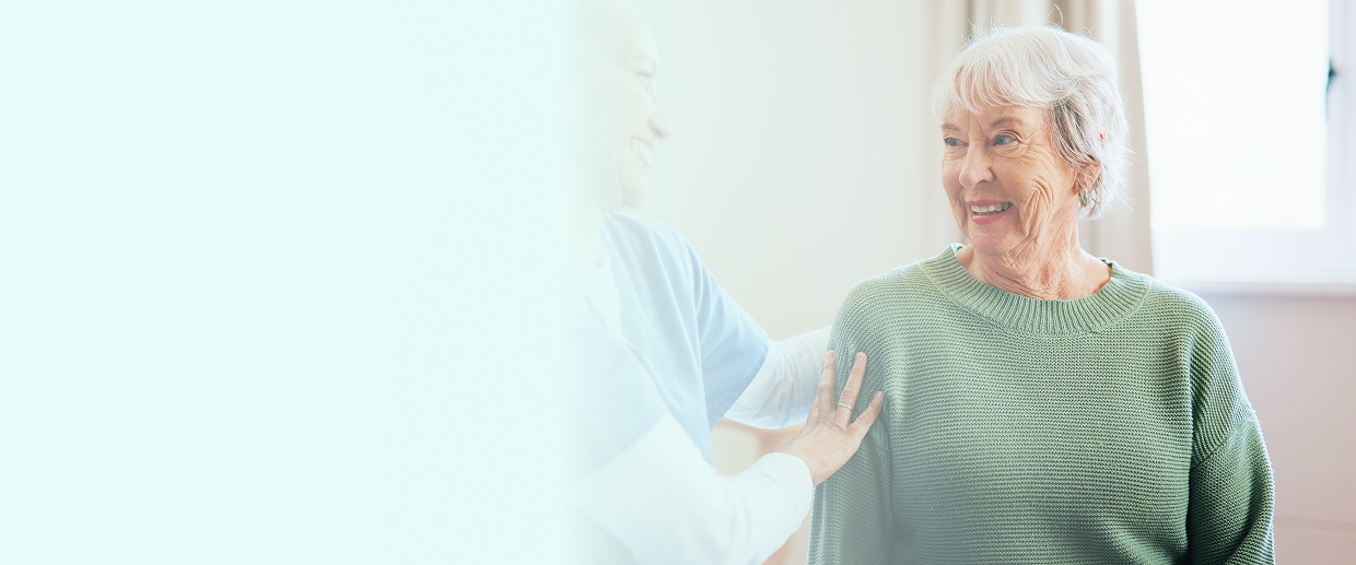 happy senior having home care services