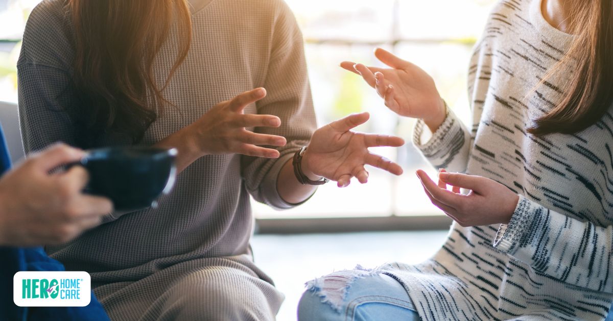 Family conversation showing tension around shared caregiving decisions