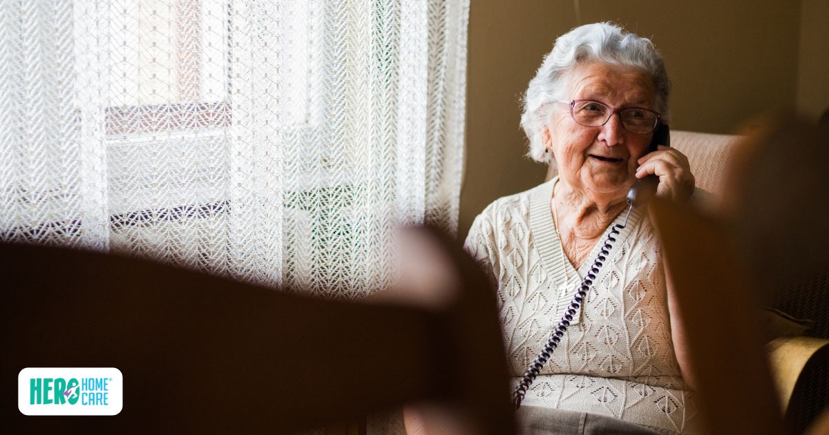 Daily phone call between senior and family member in long-distance caregiving 