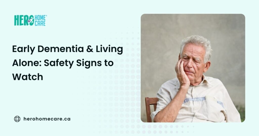 An elderly man sits with a pensive and troubled expression, resting his face in his hand to illustrate the complex reality of early dementia and the safety signs to watch for when a senior is living alone.