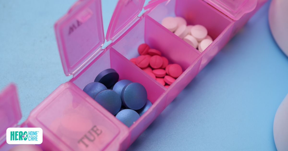 Pill organizer with uneven or skipped doses highlighting signs that medication refusal is becoming a problem