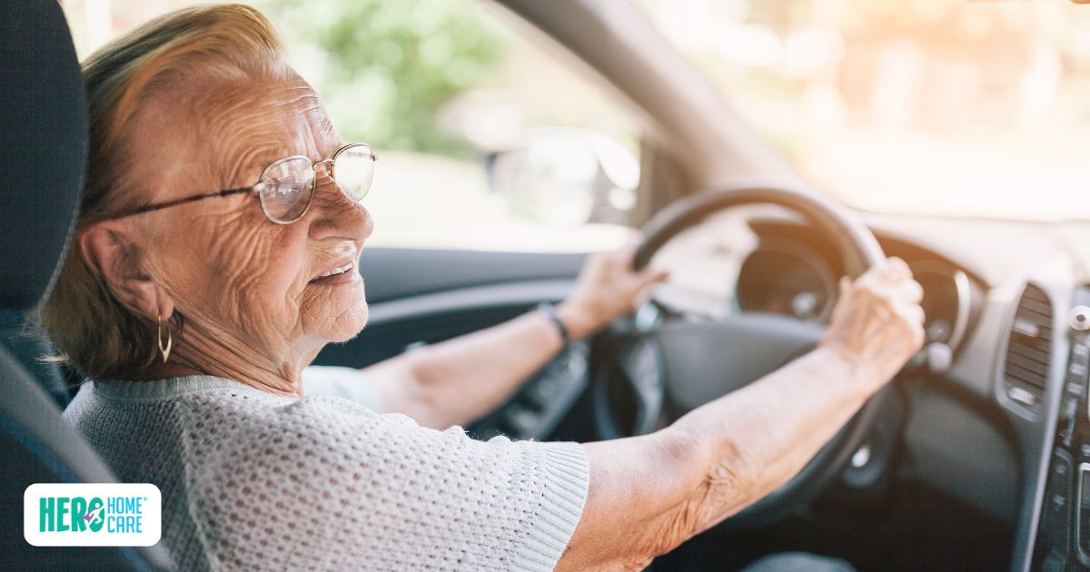 Senior driver behind the wheel representing aging, independence, and decisions about giving up driving