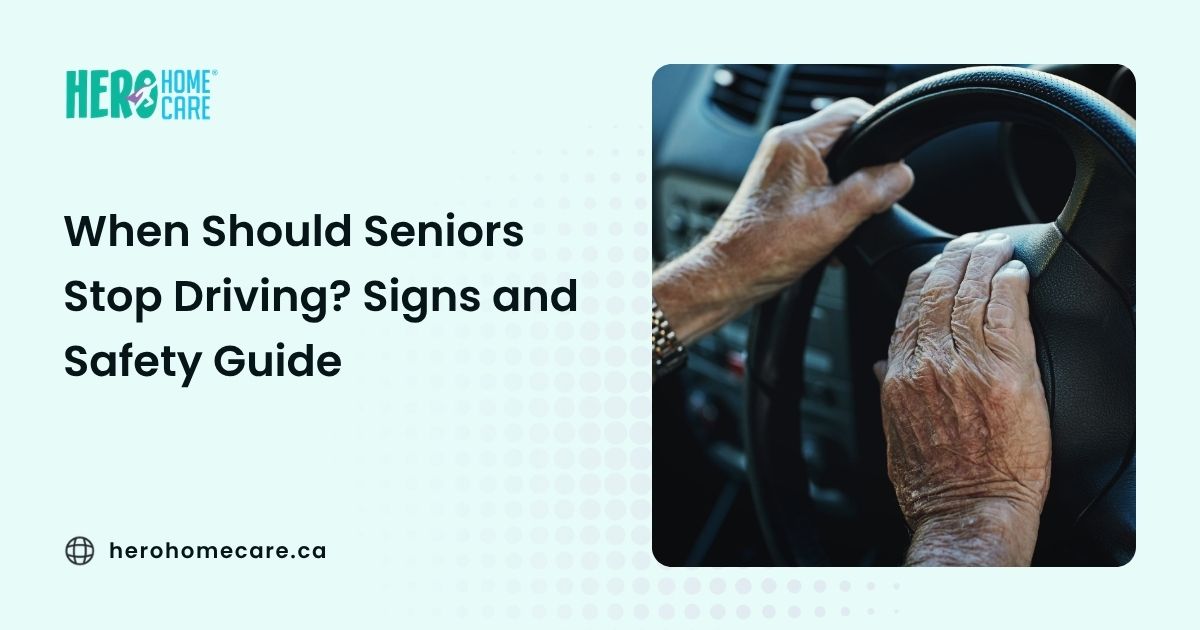 Elderly hands on a steering wheel representing senior driving safety, aging-related driving concerns, and mobility independence