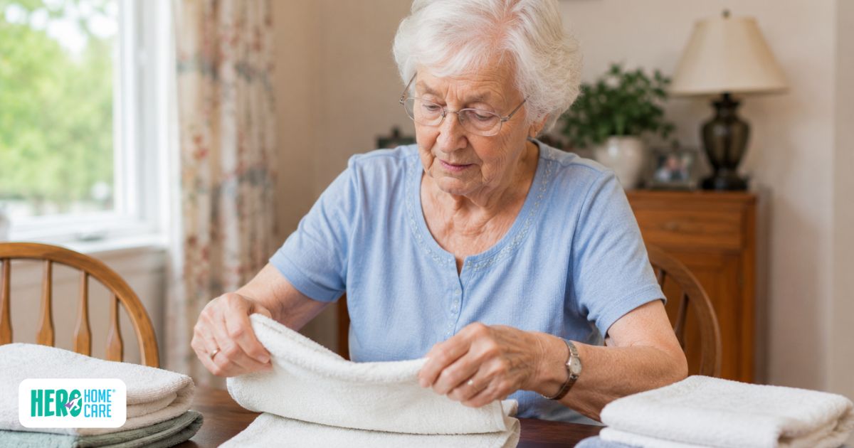 Older adult participating in a calming household task that supports focus and emotional well-being