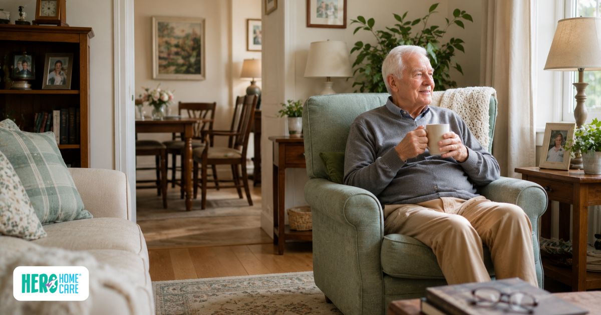 Peaceful home setting that supports emotional stability and long-term behavioral comfort for a person with dementia