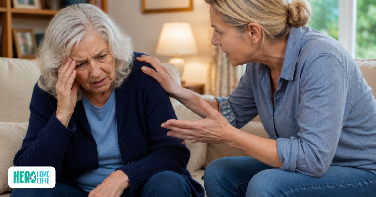 Caregiver interaction illustrating approaches to avoid during episodes of dementia-related distress
