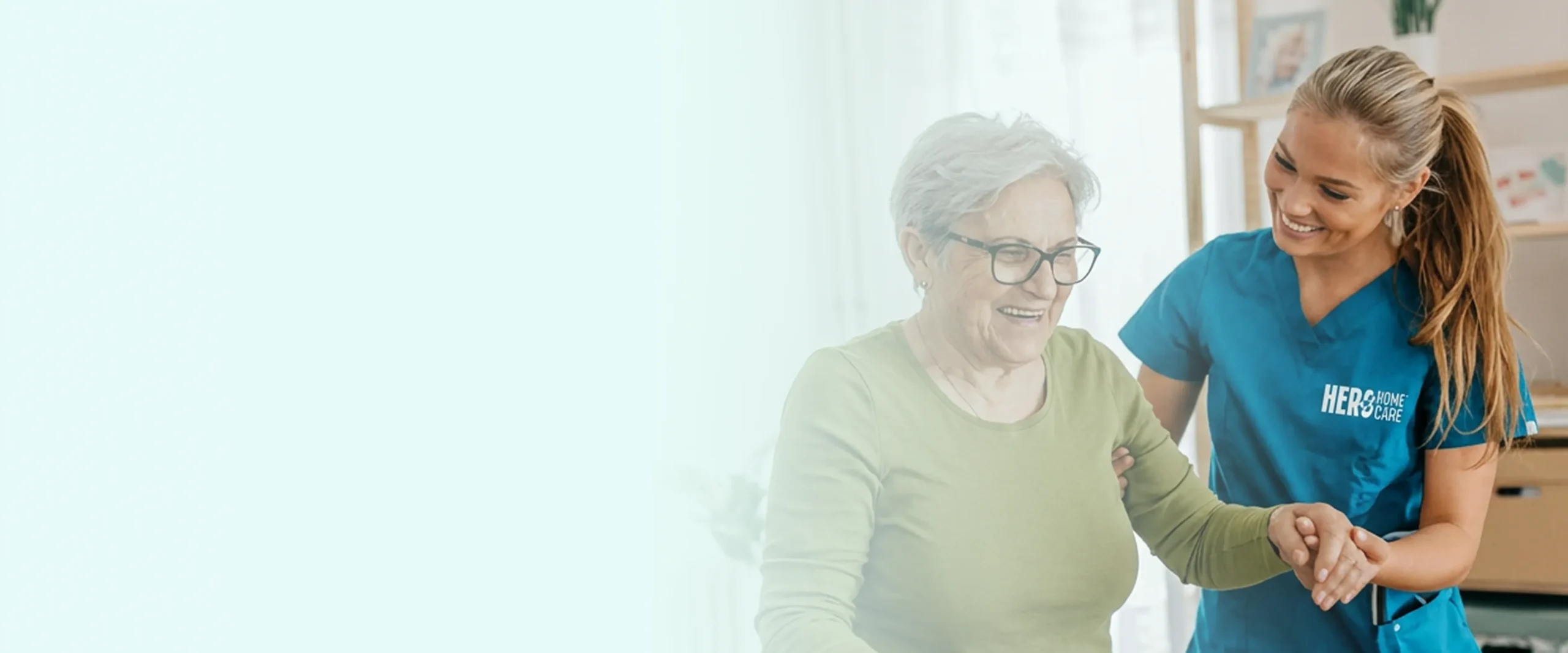 Caregiver supporting a senior with Parkinson's disease at home in Vancouver